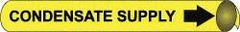 NMC - Pipe Marker with Condensate Supply Legend and Arrow Graphic - 10 to 10" Pipe Outside Diam, Black on Yellow - USA Tool & Supply