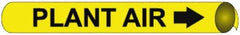 NMC - Pipe Marker with Plant Air Legend and Arrow Graphic - 6 to 8" Pipe Outside Diam, Black on Yellow - USA Tool & Supply