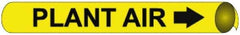 NMC - Pipe Marker with Plant Air Legend and Arrow Graphic - 1-1/8 to 2-3/8" Pipe Outside Diam, Black on Yellow - USA Tool & Supply