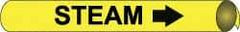 NMC - Pipe Marker with Steam Legend and Arrow Graphic - 3-3/8 to 4-1/2" Pipe Outside Diam, Black on Yellow - USA Tool & Supply