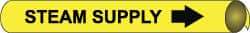 NMC - Pipe Marker with Steam Supply Legend and Arrow Graphic - 2-1/2 to 3-1/4" Pipe Outside Diam, Black on Yellow - USA Tool & Supply
