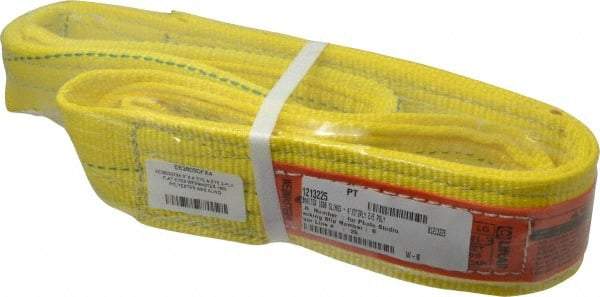 Lift-All - 4' Long x 3" Wide, 8,600 Lb Vertical Capacity, 2 Ply, Polyester Web Sling - 6,900 Lb Choker Capacity, Yellow - USA Tool & Supply