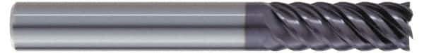 Kennametal - 3/8", 15/16" LOC, 3/8" Shank Diam, 4" OAL, 5 Flute, Solid Carbide Square End Mill - Single End, AlTiN Finish, Spiral Flute, 50° Helix, Centercutting, Right Hand Cut, Right Hand Flute, Series HPRDM - USA Tool & Supply