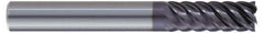 Kennametal - 1/2", 1-1/4" LOC, 1/2" Shank Diam, 5" OAL, 6 Flute, Solid Carbide Square End Mill - Single End, AlTiN Finish, Spiral Flute, 50° Helix, Centercutting, Right Hand Cut, Right Hand Flute, Series HPRDM - USA Tool & Supply