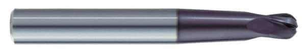 Kennametal - 3/8" Diam, 3/8" LOC, 4 Flute Solid Carbide Ball End Mill - AlTiN Finish, Single End, 5" OAL, 1/2" Shank Diam, Spiral Flute - USA Tool & Supply