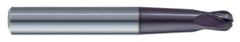 Kennametal - 3/8" Diam, 3/8" LOC, 4 Flute Solid Carbide Ball End Mill - AlTiN Finish, Single End, 5" OAL, 1/2" Shank Diam, Spiral Flute - USA Tool & Supply