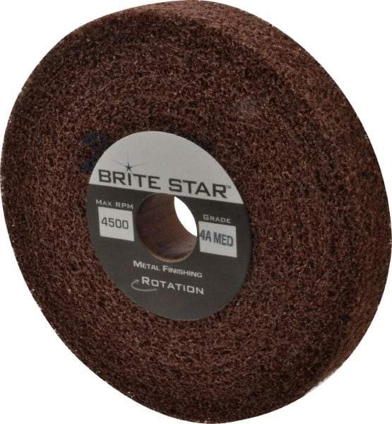 Brite Star - 6" Diam, 1" Face Width, 1" Center Hole, Medium Grade, Aluminum Oxide Deburring Wheel - Convolute, Hard Density 4 Grade, 6,000 RPM - USA Tool & Supply