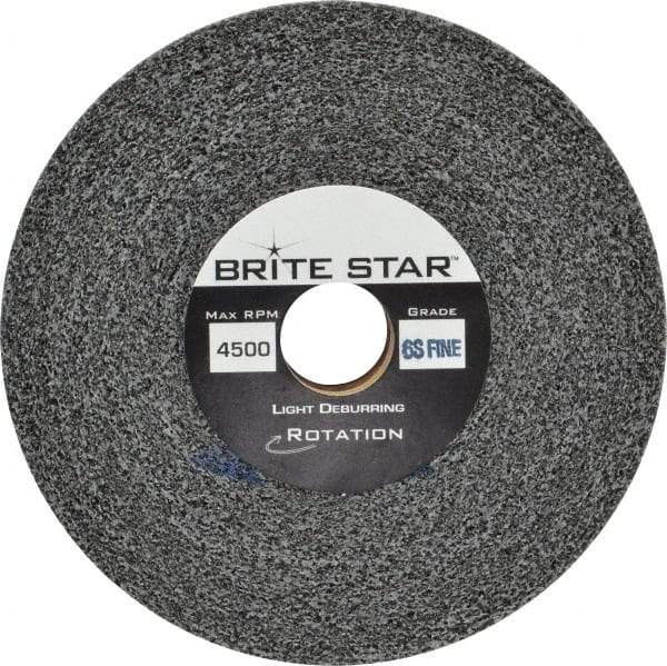 Brite Star - 6" Diam, 1" Face Width, 1" Center Hole, Fine Grade, Silicon Carbide Deburring Wheel - Convolute, Soft Density 6 Grade, 6,000 RPM - USA Tool & Supply