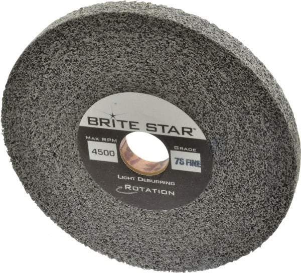 Brite Star - 6" Diam, 1/2" Face Width, 1" Center Hole, Fine Grade, Silicon Carbide Deburring Wheel - Convolute, Medium Density 7 Grade, 6,000 RPM - USA Tool & Supply