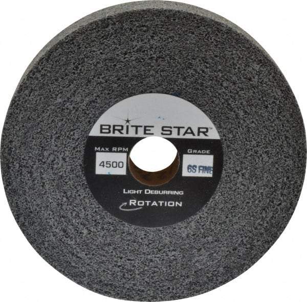 Brite Star - 6" Diam, 1" Face Width, 1" Center Hole, Fine Grade, Silicon Carbide Deburring Wheel - Convolute, Soft Density 7 Grade, 6,000 RPM - USA Tool & Supply