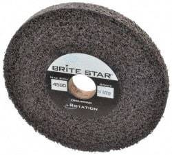 Brite Star - 6" Diam, 1/2" Face Width, 1" Center Hole, Medium Grade, Aluminum Oxide Deburring Wheel - Convolute, Hard Density 8 Grade, 4,500 RPM - USA Tool & Supply
