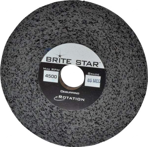 Brite Star - 6" Diam, 1/2" Face Width, 1" Center Hole, Medium Grade, Silicon Carbide Deburring Wheel - Convolute, Hard Density 8 Grade, 4,500 RPM - USA Tool & Supply