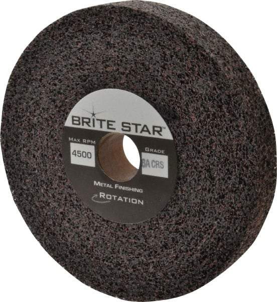 Brite Star - 6" Diam, 1" Face Width, 1" Center Hole, Coarse Grade, Aluminum Oxide Deburring Wheel - Convolute, Medium Density 6 Grade, 6,000 RPM - USA Tool & Supply