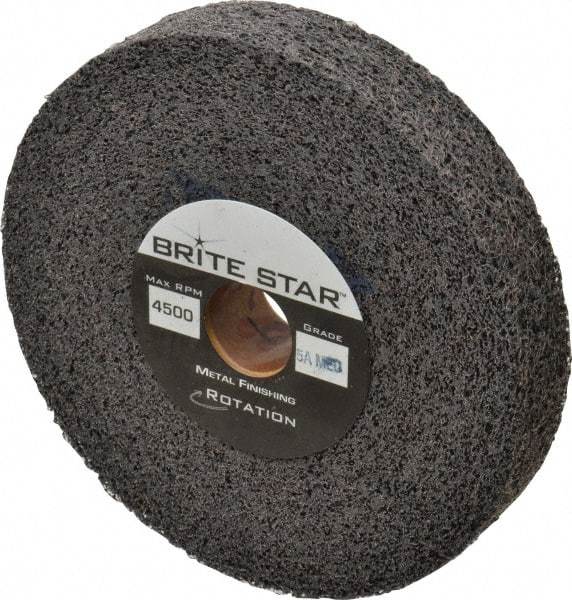 Brite Star - 6" Diam, 1" Face Width, 1" Center Hole, Medium Grade, Aluminum Oxide Deburring Wheel - Convolute, Soft Density 5 Grade, 6,000 RPM - USA Tool & Supply