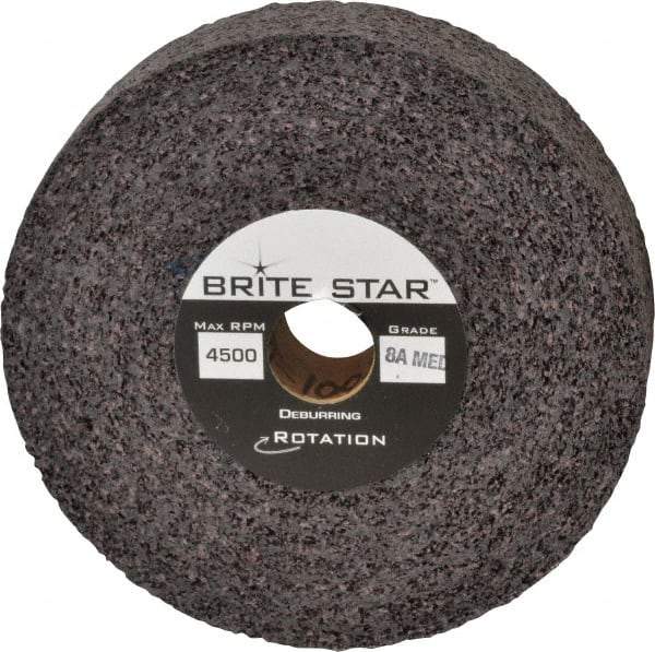 Brite Star - 6" Diam, 1-1/2" Face Width, 1" Center Hole, Medium Grade, Aluminum Oxide Deburring Wheel - Convolute, Hard Density 8 Grade, 4,500 RPM - USA Tool & Supply