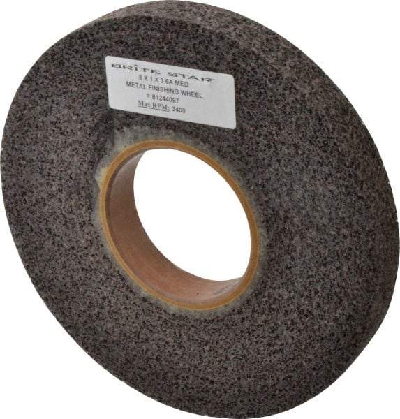 Brite Star - 8" Diam, 1" Face Width, 3" Center Hole, Medium Grade, Aluminum Oxide Deburring Wheel - Convolute, Medium Density 6 Grade, 4,500 RPM - USA Tool & Supply