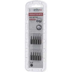 Wiha - 2mm Hex Screwdriver Bit - 1/4" Drive, 1" OAL - USA Tool & Supply