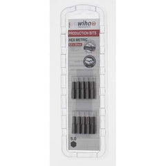 Wiha - 5mm Hex Screwdriver Bit - 1/4" Drive, 1" OAL - USA Tool & Supply