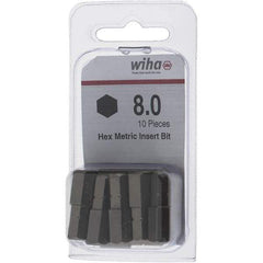 Wiha - 8mm Hex Screwdriver Bit - 1/4" Drive, 1" OAL - USA Tool & Supply