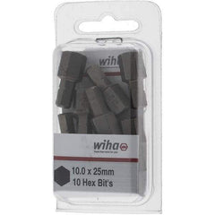 Wiha - 10mm Hex Screwdriver Bit - 1/4" Drive, 1" OAL - USA Tool & Supply
