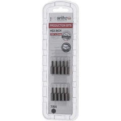 Wiha - 0.109" Hex Screwdriver Bit - 1/4" Drive, 1" OAL - USA Tool & Supply