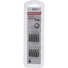 Wiha - 1/8" Hex Screwdriver Bit - 1/4" Drive, 1" OAL - USA Tool & Supply