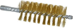 Schaefer Brush - 4-1/2" Brush Length, 2" Diam, Double Stem, Single Spiral Tube Brush - 8" Long, Brass, 1/4" NPSM Male Connection - USA Tool & Supply