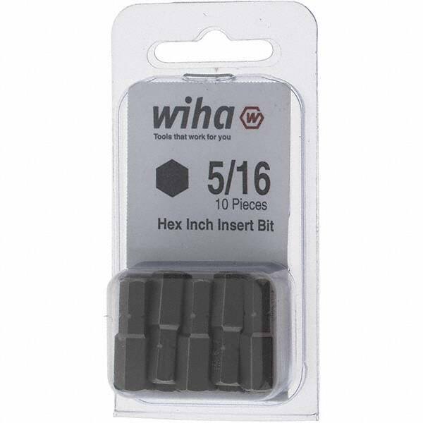 Wiha - 0.312" Hex Screwdriver Bit - 1/4" Drive, 1" OAL - USA Tool & Supply