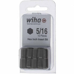 Wiha - 0.312" Hex Screwdriver Bit - 1/4" Drive, 1" OAL - USA Tool & Supply