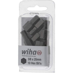 Wiha - 3/8" Hex Screwdriver Bit - 1/4" Drive, 1" OAL - USA Tool & Supply