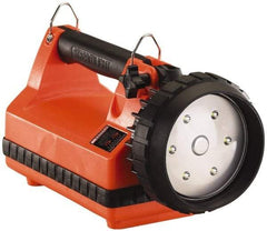 Streamlight - White LED Bulb, 615 Lumens, Spotlight/Lantern Flashlight - Orange Plastic Body, 1 Lead-Acid Battery Included - USA Tool & Supply