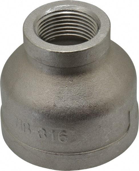 Merit Brass - 1-1/2 x 3/4" Grade 316 Stainless Steel Pipe Reducer Coupling - FNPT x FNPT End Connections, 150 psi - USA Tool & Supply