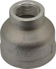 Merit Brass - 1-1/2 x 3/4" Grade 316 Stainless Steel Pipe Reducer Coupling - FNPT x FNPT End Connections, 150 psi - USA Tool & Supply