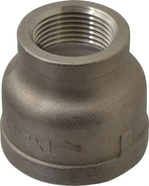 Merit Brass - 1-1/2 x 1" Grade 316 Stainless Steel Pipe Reducer Coupling - FNPT x FNPT End Connections, 150 psi - USA Tool & Supply