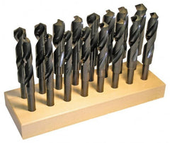 Chicago-Latrobe - 17/32 to 1", 118° Point, Oxide Finish, High Speed Steel Reduced Shank Drill Bit Set - USA Tool & Supply