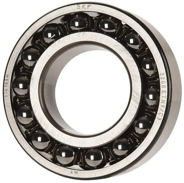 SKF - 40mm Bore Diam, 80mm OD, Open Self Aligning Radial Ball Bearing - 23mm Wide, 2 Rows, Round Bore, 2,250 Lb Static Capacity, 7,170 Lb Dynamic Capacity - USA Tool & Supply
