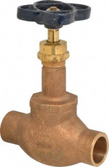 NIBCO - 3/4" Pipe, Soldered Ends, Bronze Integral Globe Valve - PTFE Disc, Screw-In Bonnet, 200 psi WOG, 125 psi WSP, Class 125 - USA Tool & Supply