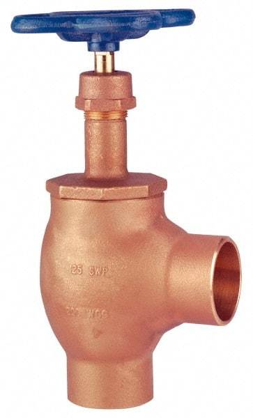 NIBCO - 2-1/2" Pipe, Class 125, Soldered Bronze Renewable Angle Gate Valve - 200 WOG, 125 WSP, Screw-In Bonnet - USA Tool & Supply