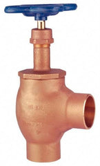 NIBCO - 1-1/2" Pipe, Class 125, Soldered Bronze Renewable Angle Gate Valve - 200 WOG, 125 WSP, Screw-In Bonnet - USA Tool & Supply