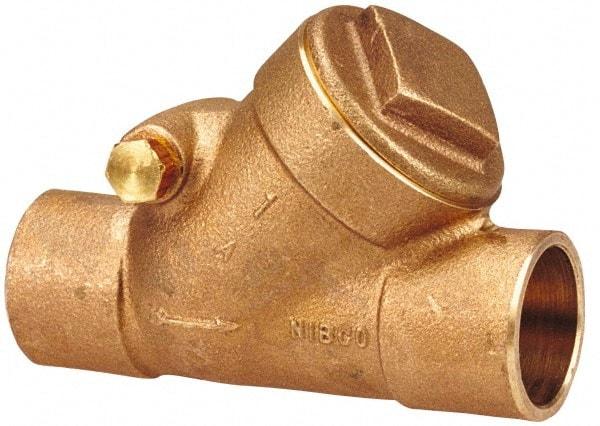 NIBCO - 1" Bronze Check Valve - Y-Pattern, Soldered x Soldered, 300 WOG - USA Tool & Supply