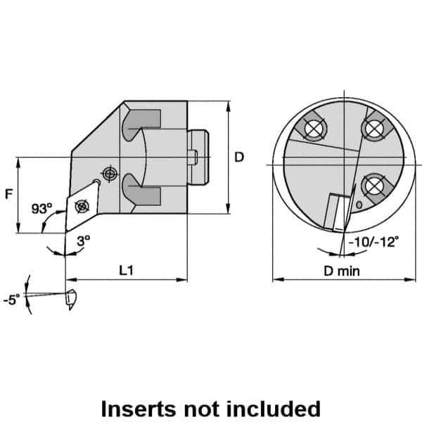 Kennametal - Right Hand Cut, 63mm Min Bore Diam, Size H50 Modular Boring Cutting Unit Head - Through Coolant, Compatible with DN.. - USA Tool & Supply