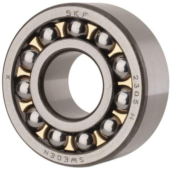 SKF - 25mm Bore Diam, 62mm OD, Open Self Aligning Radial Ball Bearing - 24mm Wide, 2 Rows, Round Bore, 1,470 Lb Static Capacity, 5,440 Lb Dynamic Capacity - USA Tool & Supply