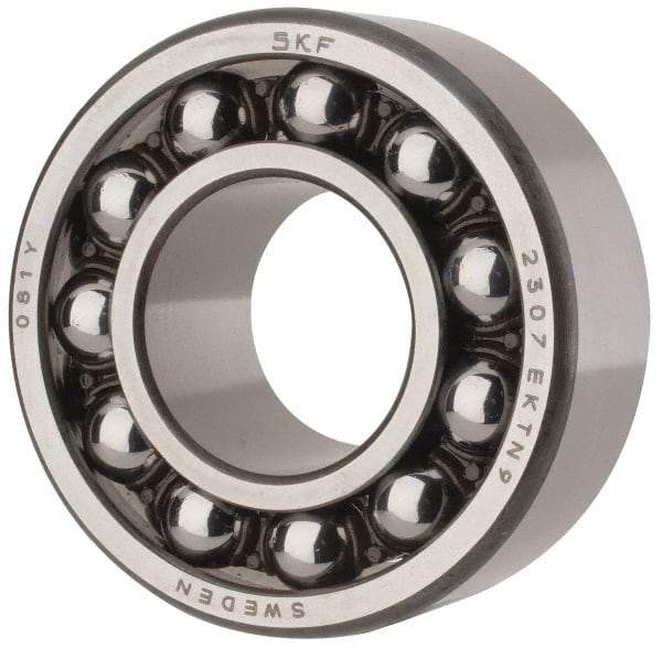 SKF - 35mm Bore Diam, 80mm OD, Open Self Aligning Radial Ball Bearing - 31mm Wide, 2 Rows, Round Bore, 2,520 Lb Static Capacity, 8,930 Lb Dynamic Capacity - USA Tool & Supply