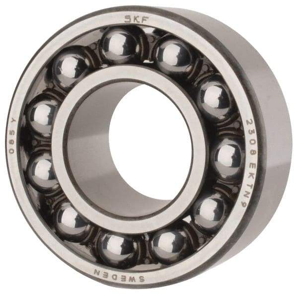 SKF - 40mm Bore Diam, 90mm OD, Open Self Aligning Radial Ball Bearing - 33mm Wide, 2 Rows, Round Bore, 3,600 Lb Static Capacity, 12,100 Lb Dynamic Capacity - USA Tool & Supply