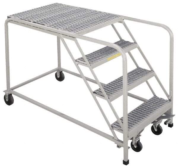PW Platforms - 3 Step, 360 Inch Overall Height, Serrated Steel Tread, Steel Work Platform - 500 Lb. Load Capacity, 30 Inch Platform Height, 26 Inch Base Width x 61 Inch Base Depth - USA Tool & Supply