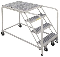 PW Platforms - 40" 4 Step Platform - Rolling Work Platform, 500 Lb Capacity, 40" Platform Height, 26" Base Width x 53" Base Depth, Perforated Tread - USA Tool & Supply