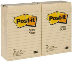 3M - 100 Sheet, 4 x 6", Note Pad/Writing Pad/Notebook - Yellow - USA Tool & Supply