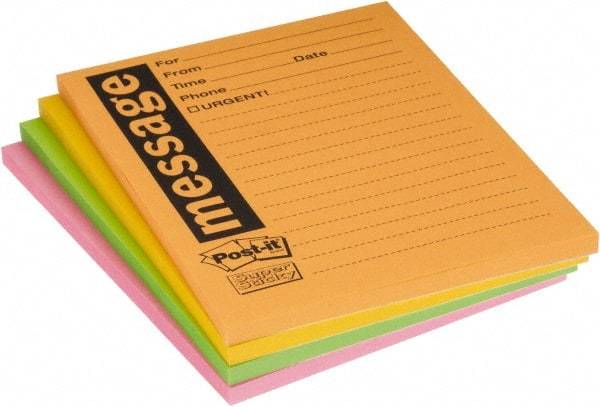 3M - 90 Sheet, 4 x 5", Note Pad/Writing Pad/Notebook - Yellow - USA Tool & Supply