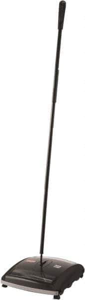 Rubbermaid - 7-1/2" Sweeping Width, Dual Brush Walk Behind Sweeper - Manual Push, Rubber Wheels, Nylon Bristles - USA Tool & Supply