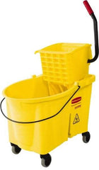 Rubbermaid - 44 Qt Plastic Bucket & Wringer - 26.3333" Long x 38-1/8" High x 18-1/8" Wide, Yellow - USA Tool & Supply